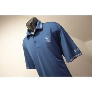 Under Armour Golf Polo ColdBlack HeatGear Loose Blue Shirt Mens Sz Large
